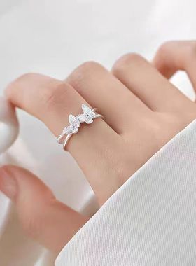 925银蝴蝶戒指轻奢开口戒小众设计高级感食指戒女素圈