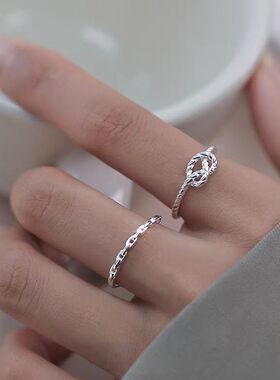 麻花爱心戒指女2025年洋气小众设计感简约打结心形链条细戒子