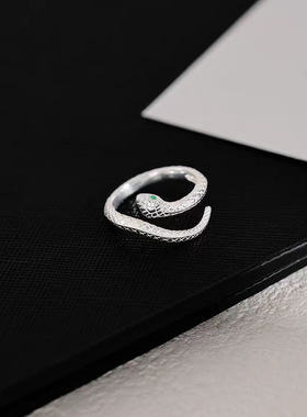 银蛇形戒指女轻奢2025年新款小众设计感食指戒感指环尾戒