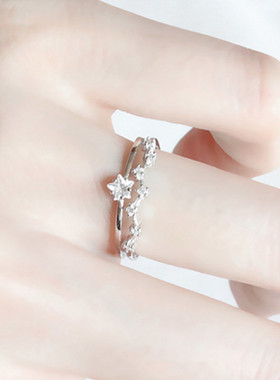 皇冠纯银戒指锆石水钻港风