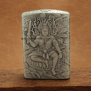 多年老店 Peter正品Zippo打火机千羽盔甲浮雕DIY银色162不动明王
