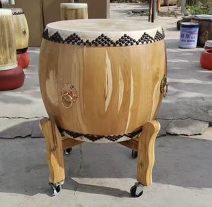 正宗桑木加厚黄牛皮鼓椿木战鼓舞台表演寺庙祠堂定制鼓实木鼓架