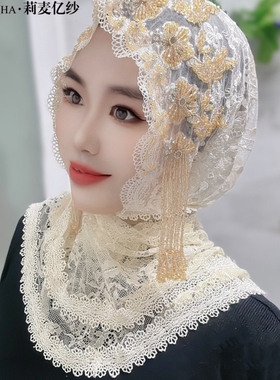 流苏帽子披肩帽子款头巾帽盖头女