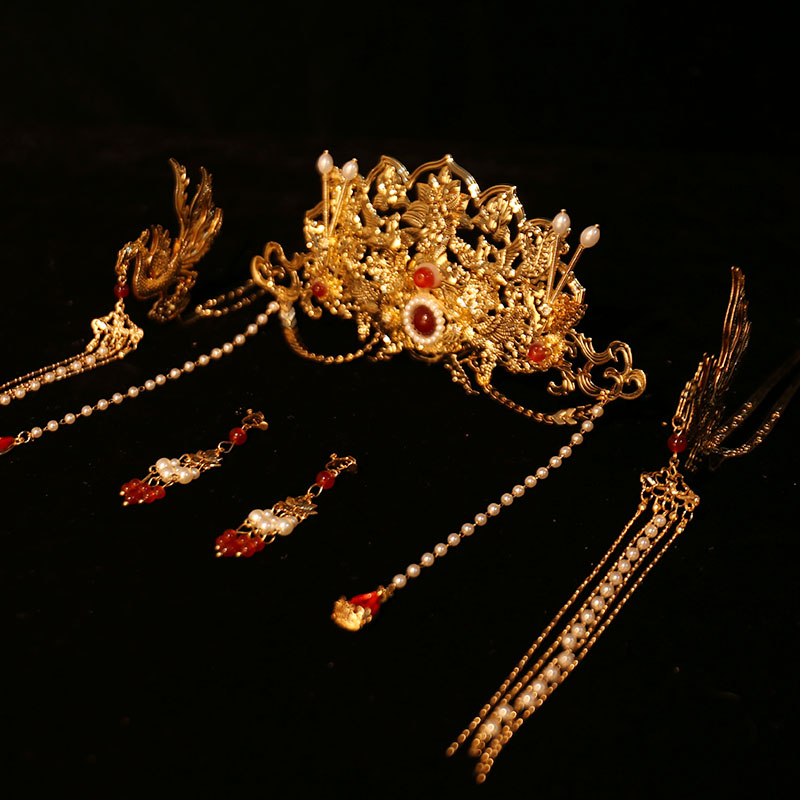 旺旺新娘古风明制汉服头饰套装