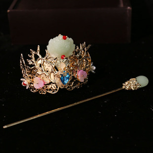 汉服发冠掩鬓发钗全套头饰明制狄髻发簪凤簪汉婚女仙重工古风配饰