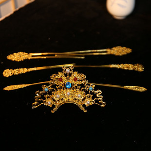 古风汉服宫廷唐风古典秀禾凤冠仙气百搭气质手工富贵烧蓝发冠配饰