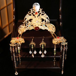 古风汉服发冠掩鬓发钗全套头饰风华明制狄髻发簪凤簪汉婚女仙配饰