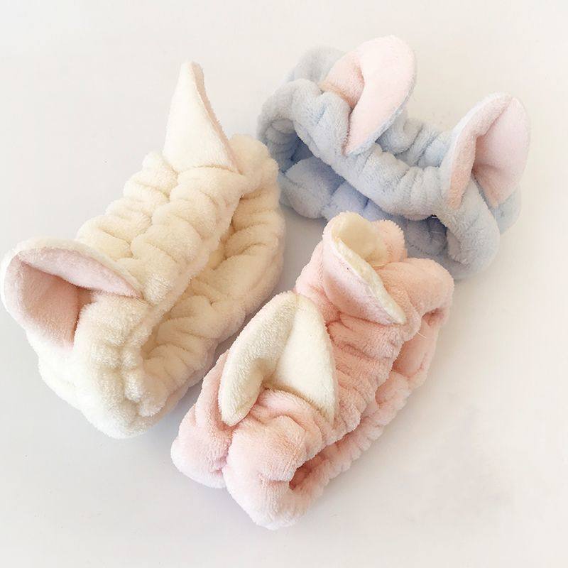 韩国可爱洗脸束发带女简约网红猫耳朵头箍毛绒敷面膜宽边头巾头套