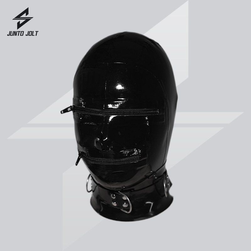 JUNTO JOLT男士乳胶衣面罩拉链覆面破浪男女头套禁锢latexJJ胶衣