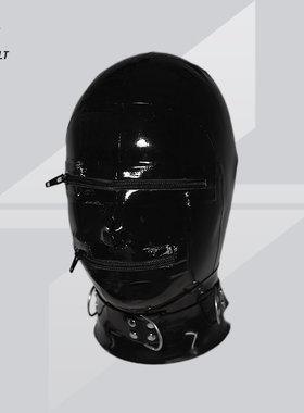 JUNTO JOLT男士乳胶衣面罩拉链覆面破浪男女头套禁锢latexJJ胶衣