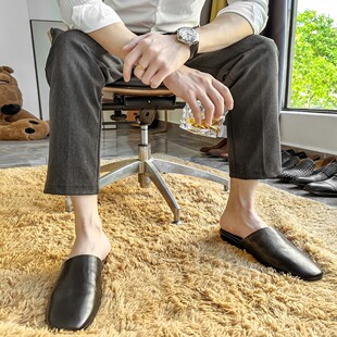 【质感拉满水晶羊皮拖】沙驰同款欧版小羊皮拖鞋男款真皮男拖凉鞋