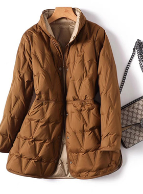 冬季轻薄羽绒服女2025新款小个子中长款大码200斤双面穿薄款外套