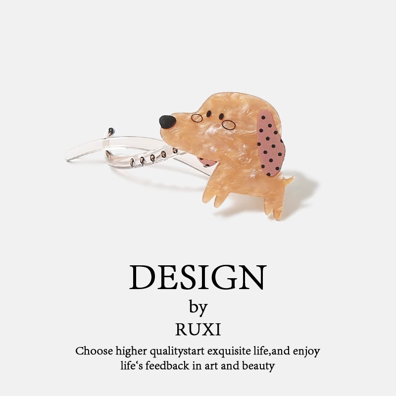 可爱卡通小狗小熊扭扭夹甜美少女盘发韩版后脑勺发夹简约新款发饰