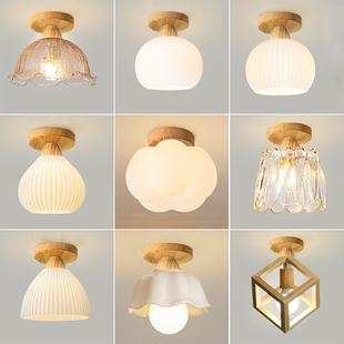 北欧原木单头小个吸顶灯入户玄关过道走廊阳台衣帽间宅寂风民宿灯