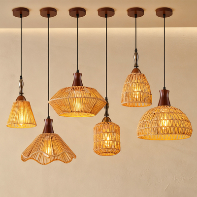 中古风藤编床头灯创意个性艺术