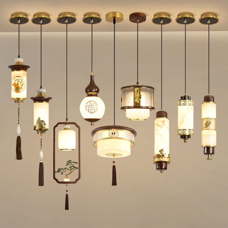 新中式卧室床头吊灯中古风