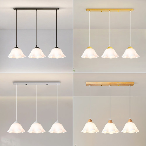 家用餐厅三头现代简约花朵小吊灯