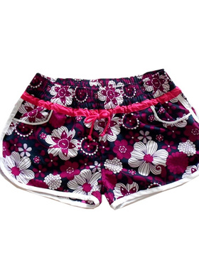 特价清仓夏威夷风情紫色线条女士沙滩裤速干热裤情侣舒适冲浪短裤