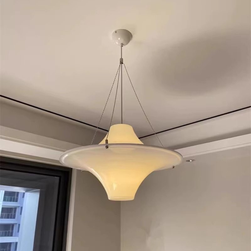 中古奶油风海鸥吊灯北欧氛围卧室餐厅吧台饭桌白色亚克力飞碟吊灯,家装灯饰光源,客厅吊灯,淘宝优惠券,粉丝福利购,淘宝优惠卷