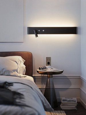 极简长条形壁灯带开关卧室床头背景墙氛围灯北欧无主灯设计师风格