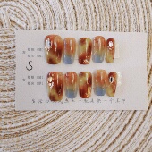 手工穿戴甲绿色晕染蝴蝶穿戴甲猫眼花窗国风古风日常短款 合集