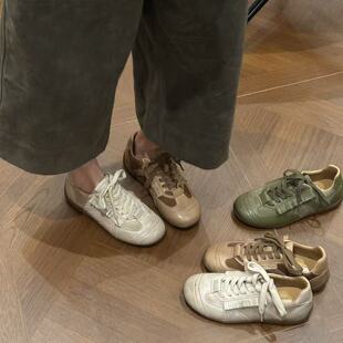 H55女鞋 休闲日常经典 复古百搭厚底擦色德训鞋 女 都柏林2026春新款