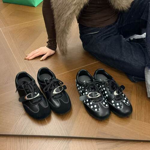 H55女鞋解构波卡尔美学2026春季新款休闲方头厚底经典德训鞋女款