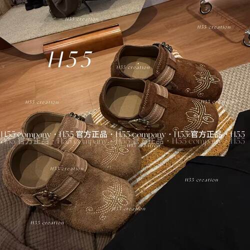 【现货】  H55头层牛皮梧桐影木｜游牧风博肯鞋4cm
