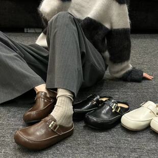 H55女鞋柏林季2026春季新款油蜡质感复古平底简约现代风勃肯鞋女