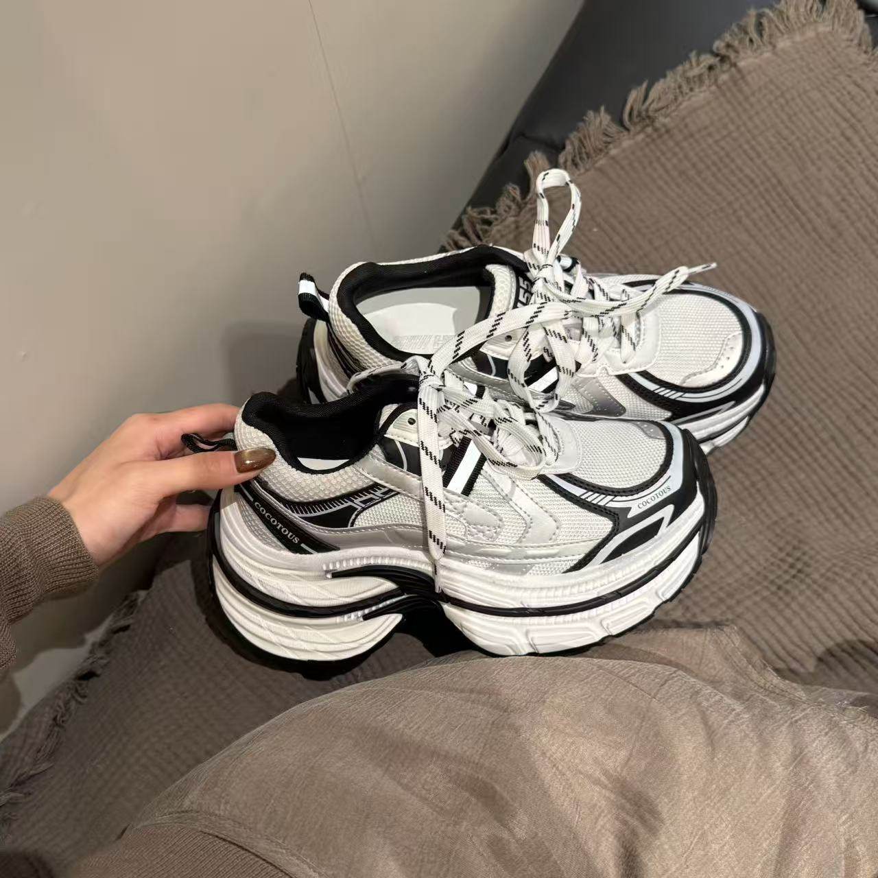 H55女鞋8cm巨增高2026新款叠叠乐2.0做旧休闲百搭厚底球型老爹鞋,女鞋,老爹鞋,淘宝优惠券,粉丝福利购,淘宝优惠卷