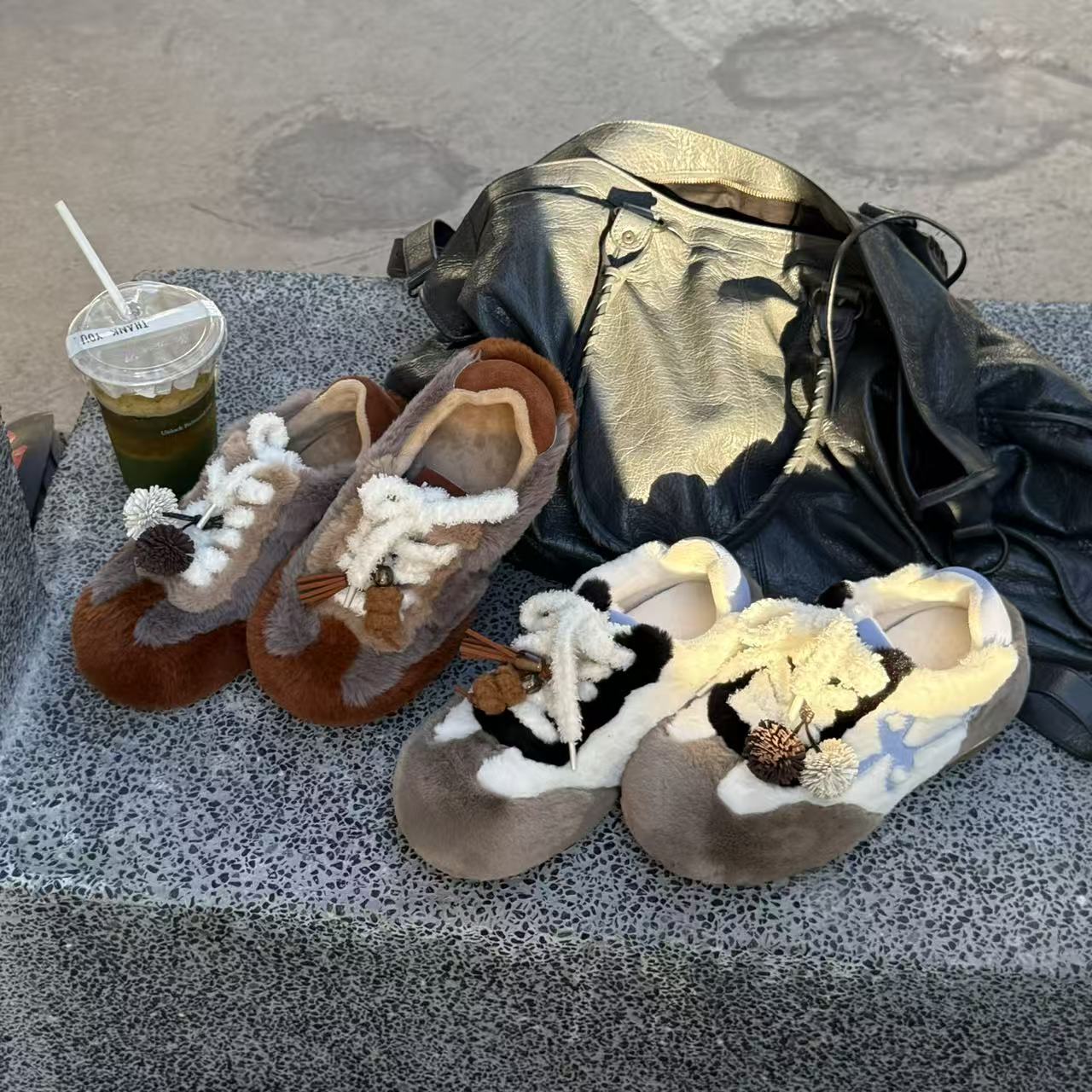 H55女鞋软糯小可爱2025新款小罗毛绒公仔休闲冬季保暖萌版德训鞋