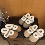 H55女鞋焦糖奶芙2025冬季新款厚底百搭加绒休闲勃肯鞋土豆玛丽珍