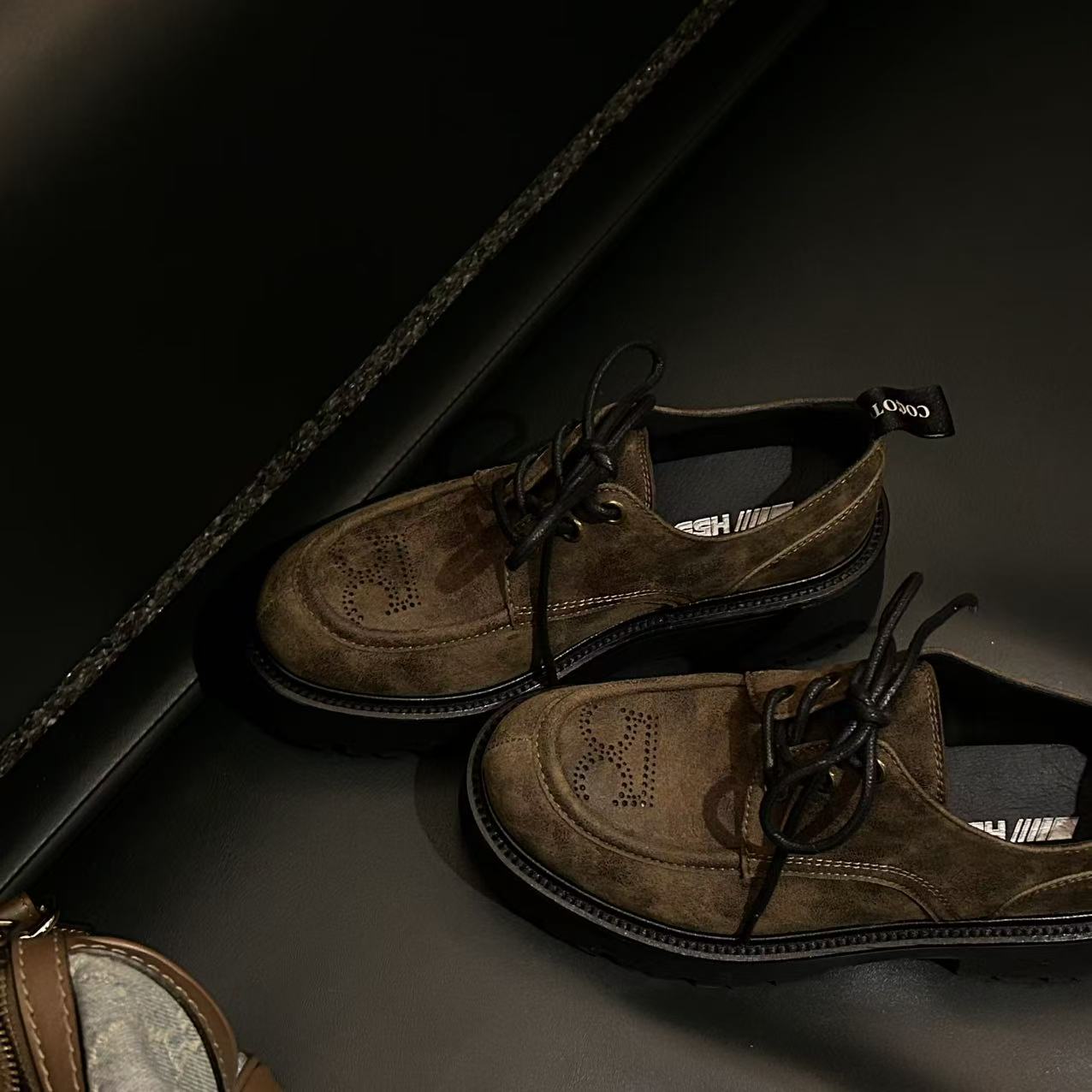 H55女鞋爱丁堡夜话2025新款复古英伦风皮鞋百搭厚底中古乐福鞋