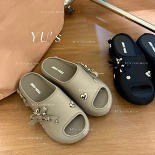 鲸鱼超轻7cm莱卡凉感钻饰百搭厚底凉拖 昕怡粉丝专属 H55女鞋