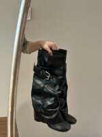 The new H55 women's shoes feature a detachable sleeve that can be worn in two, long, height-increasing metal accessories, and high-end, niche thigh-encircled fashion boots thumbnail 3