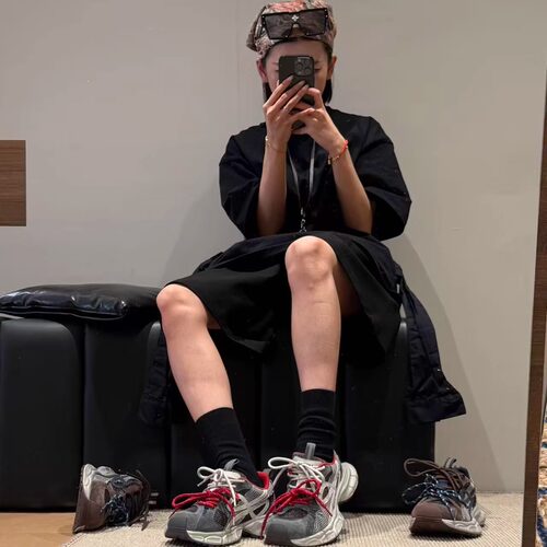 H55女鞋芝加哥街头2026新款少年感休闲厚底网面百搭做旧老爹鞋