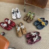 H55女鞋 棕色平底德训鞋 车厘子2026新复古时尚 百搭休闲撞色小红鞋