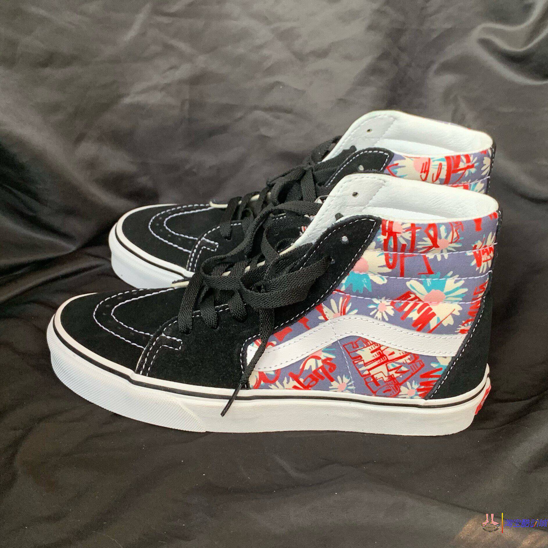vans花卉男女高帮帆布鞋