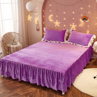 床裙床罩单件高克重宝宝绒水晶绒法莱绒牛奶绒珊瑚绒床单床笠被单