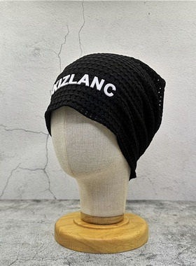 黑色帽子堆堆帽套头帽月子帽头巾帽男女春夏秋冬四季百搭透气运动