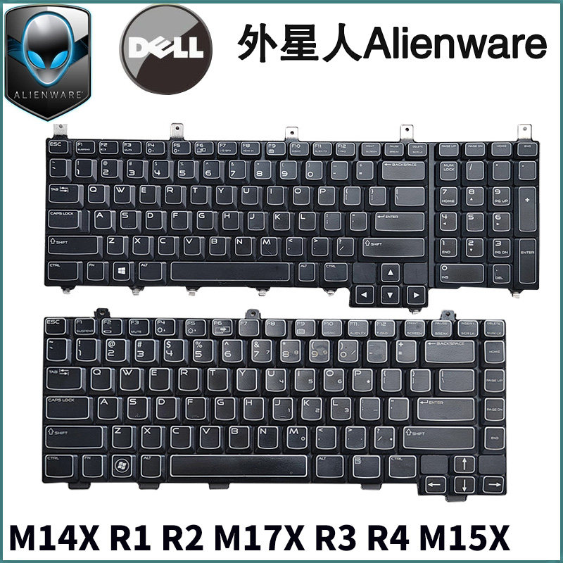 戴尔外星 alienware m14x r1 r2 p18g m17x r3 r4 m15x笔记本键盘