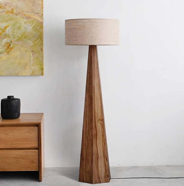 侘寂风客厅落地灯日式复古茶室卧室床头防木纹风书房水转印落地灯