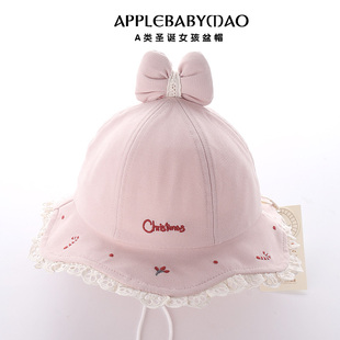 春秋季靓冠儿女宝宝帽子婴幼儿童可爱卡通渔夫帽圣诞女孩盆帽超萌
