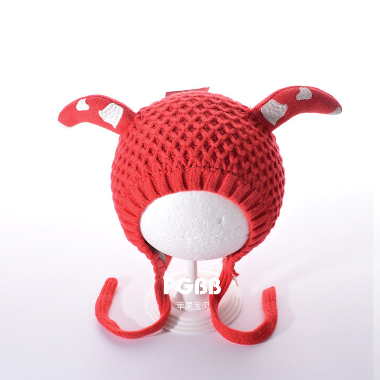 星童坊秋冬季男女宝宝牛角毛线帽