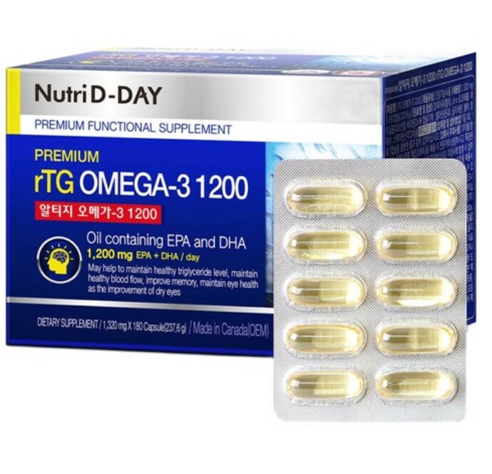 韩国直邮nutridday欧米茄深海鱼油软胶囊血液健康记忆180粒