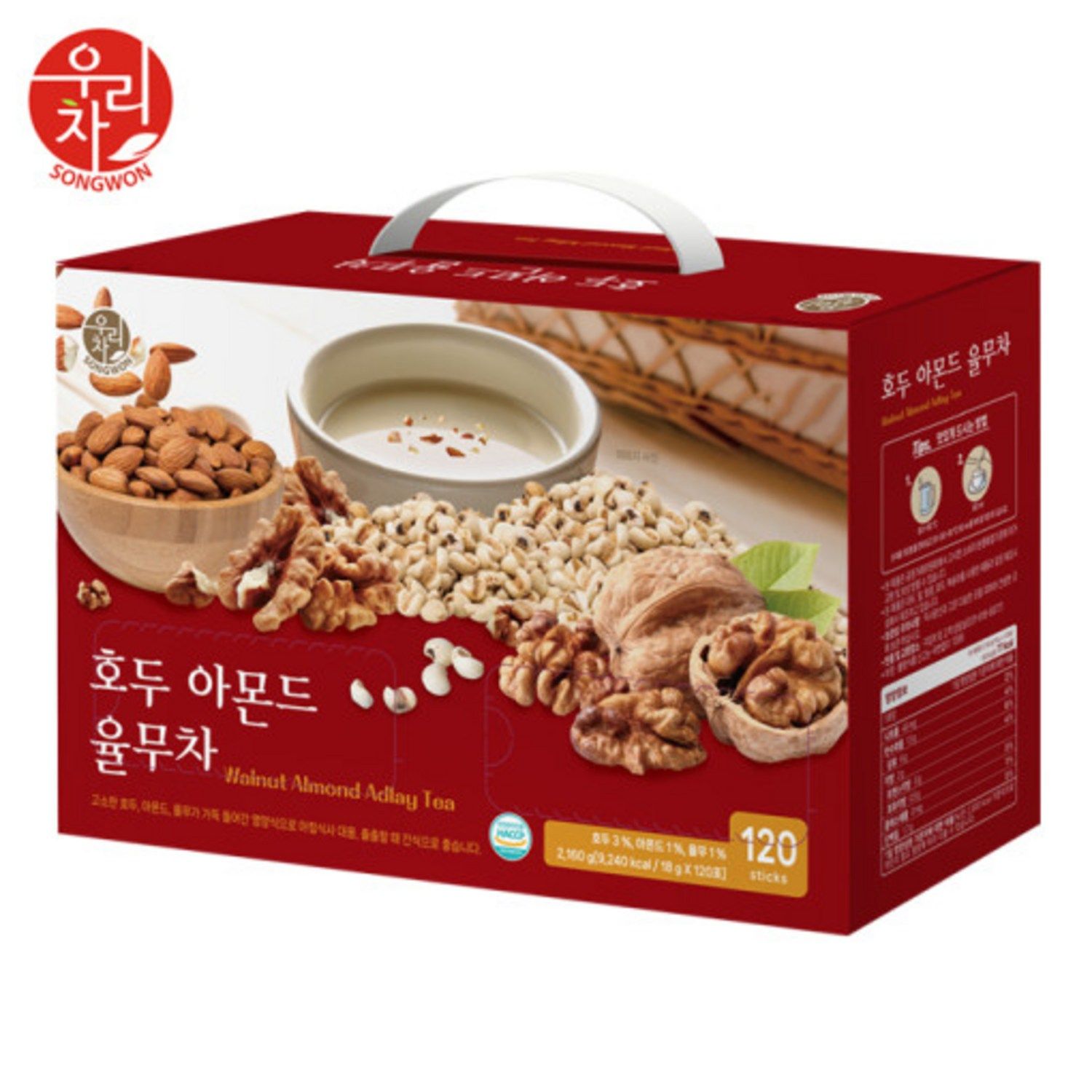 韩国直邮宋园核桃杏仁薏米茶18g*120包早餐饱腹感维生素补脑益智