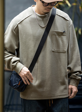 330g美式复古卫衣男春季大码新款潮牌男士宽松圆领休闲长袖上衣