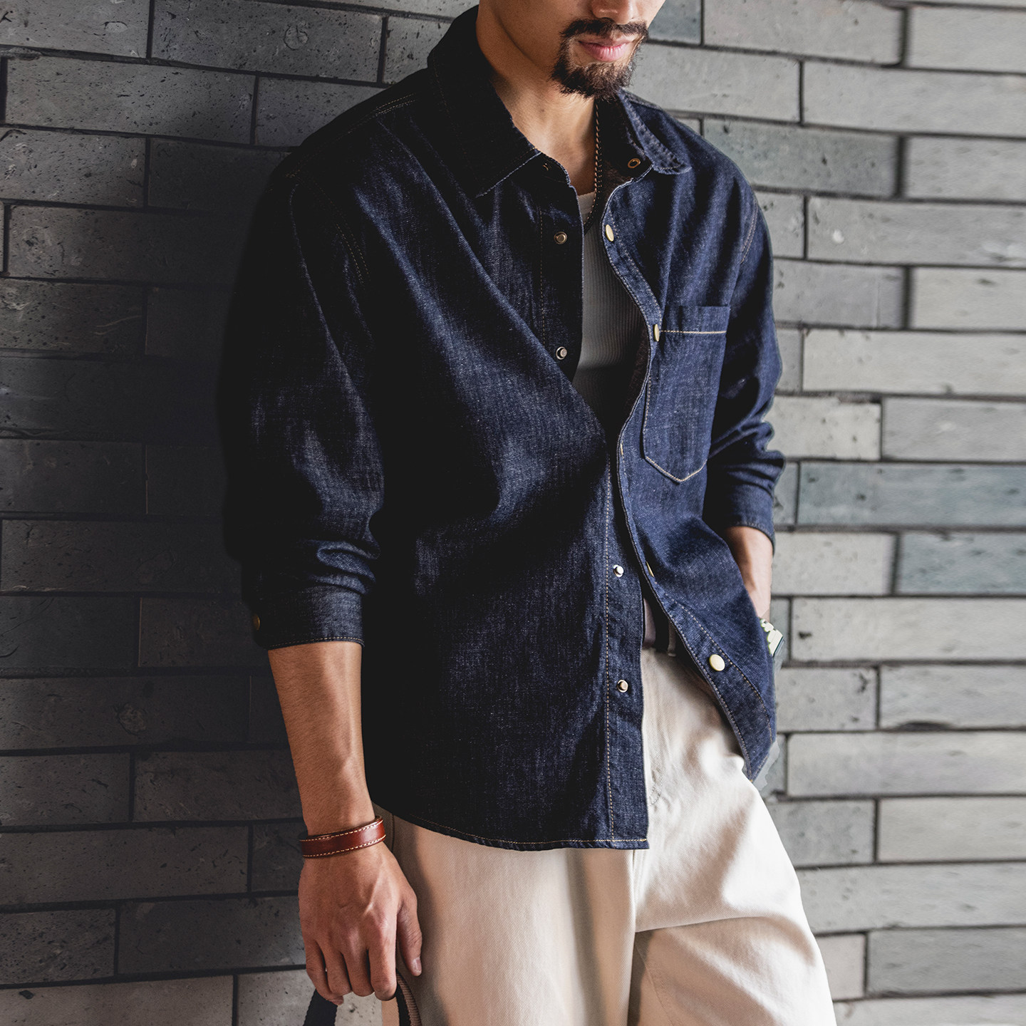 莱塞尔苎麻混纺原色牛仔衬衫男2026春季新款防褪色工装长袖衬衣潮,男装,牛仔衬衫,淘宝优惠券,粉丝福利购,淘宝优惠卷