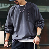 280g波浪肌理绒感长袖 卫衣男2025秋冬新款 宽松拼接圆领套头上衣潮