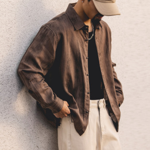 衬衫 轻盈透气大码 男士 新款 衬衣 2026春季 莱赛尔亚麻混纺老钱风长袖
